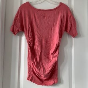 LOFT Pink Side-Ruching Short Sleeves Knit Sweater Size M